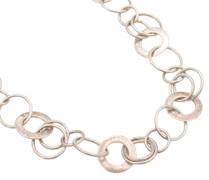 925 Sterling Silver Vintage Necklace DAVID SIGAL Dark Tone Linked Rings  NE4501