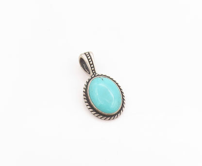 925 Sterling Silver Vintage Pendant CAROLYN POLLACK Oval Turquoise Charm PT24799
