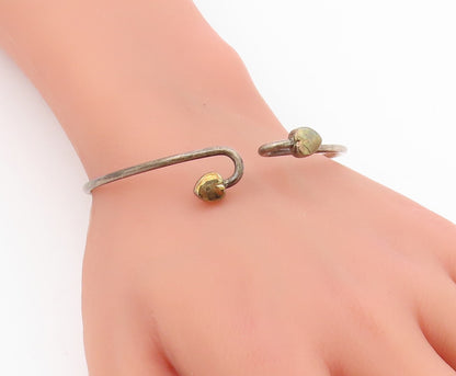 18k Gold & 925 Sterling Silver Vintage Bracelet TIFFANY Dual Love Heart  BT11513