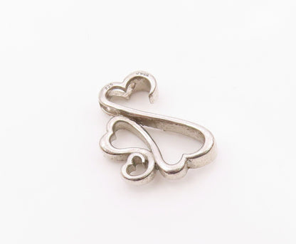 925 Silver   Vintage Genuine Diamonds Open Ends Love Heart Pendant  PT20620