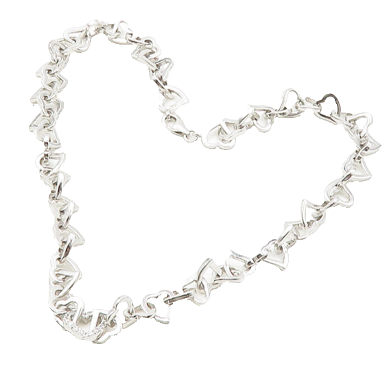 925 Sterling Silver  Shiny Polished Open Love Heart Chain Necklace  NE2960