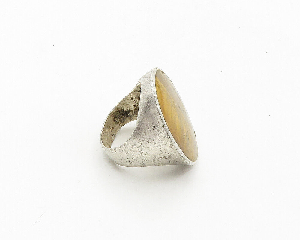925 Sterling Silver  Vintage Tiger's Eye Oval Cocktail Ring Sz 7.5  RG19160