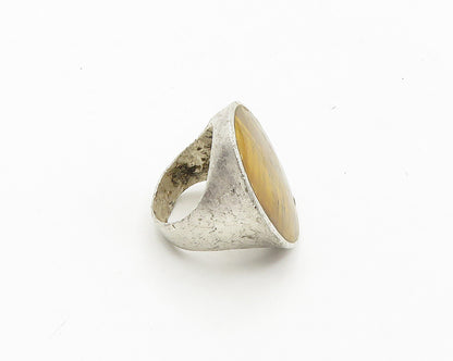 925 Sterling Silver  Vintage Tiger's Eye Oval Cocktail Ring Sz 7.5  RG19160