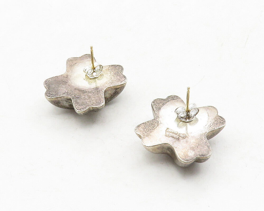 BARRA 925 Silver & 14K GOLD  Vintage Dark Tone Cross Dome Drop Earrings EG6661