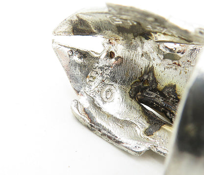 925 Sterling Silver  Vintage Sculpted Animal Skull Statement Ring Sz 7  RG6888