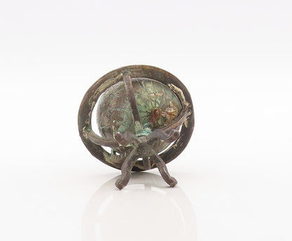 925 Sterling Silver Vintage Paper Weight Dark Tone Cutout Globe   TR3842