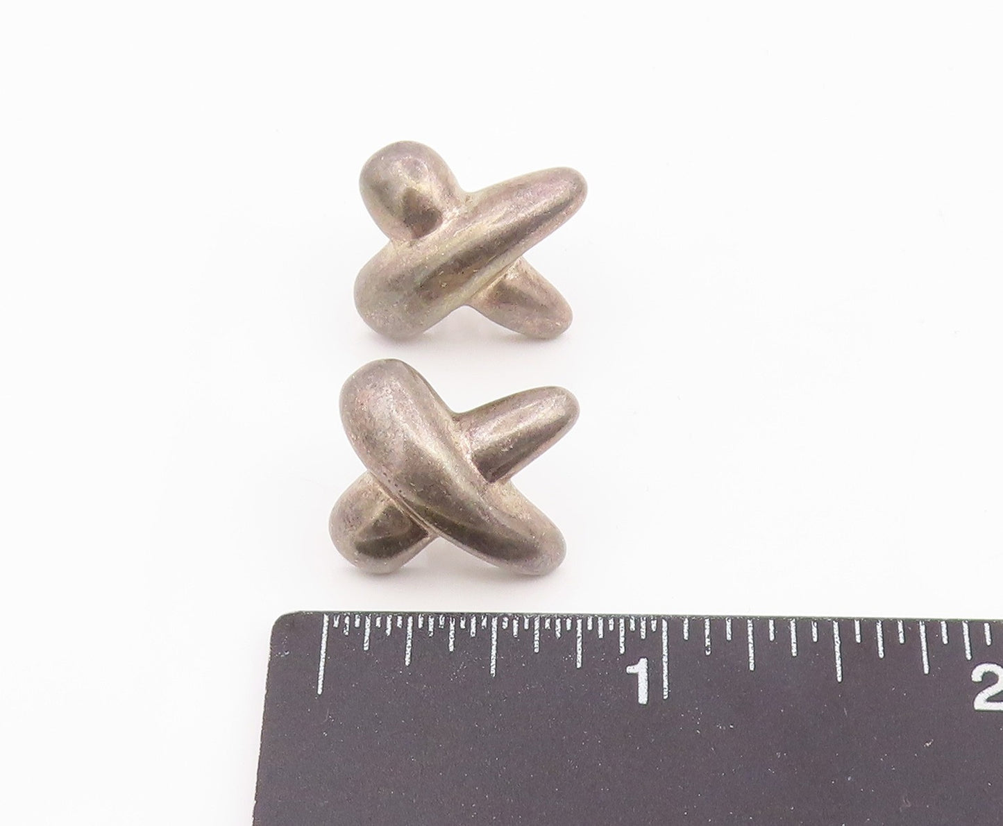 BAYANIHAN 925 Silver & 14K GOLD Vintage Dark Tone X Drop Earrings  EG9145