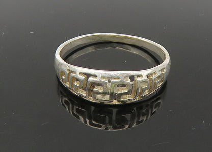 925 Sterling Silver  Vintage Shiny Greek Key Dome Band Ring Sz 8.5  RG21768