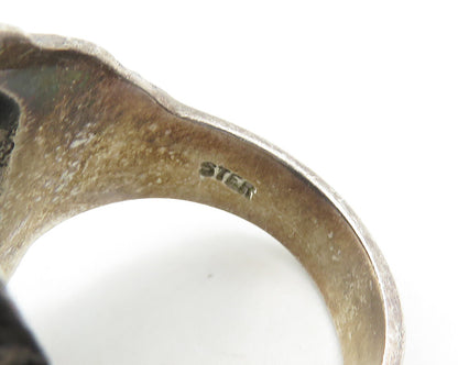 925 Sterling Silver  Vintage Heavy Devil Masonic Biker Ring Sz 13  RG18928
