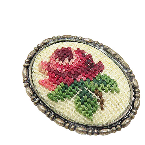 925 Sterling Silver  Vintage Woven Rose Flower Art Oval Brooch Pin  BP3315
