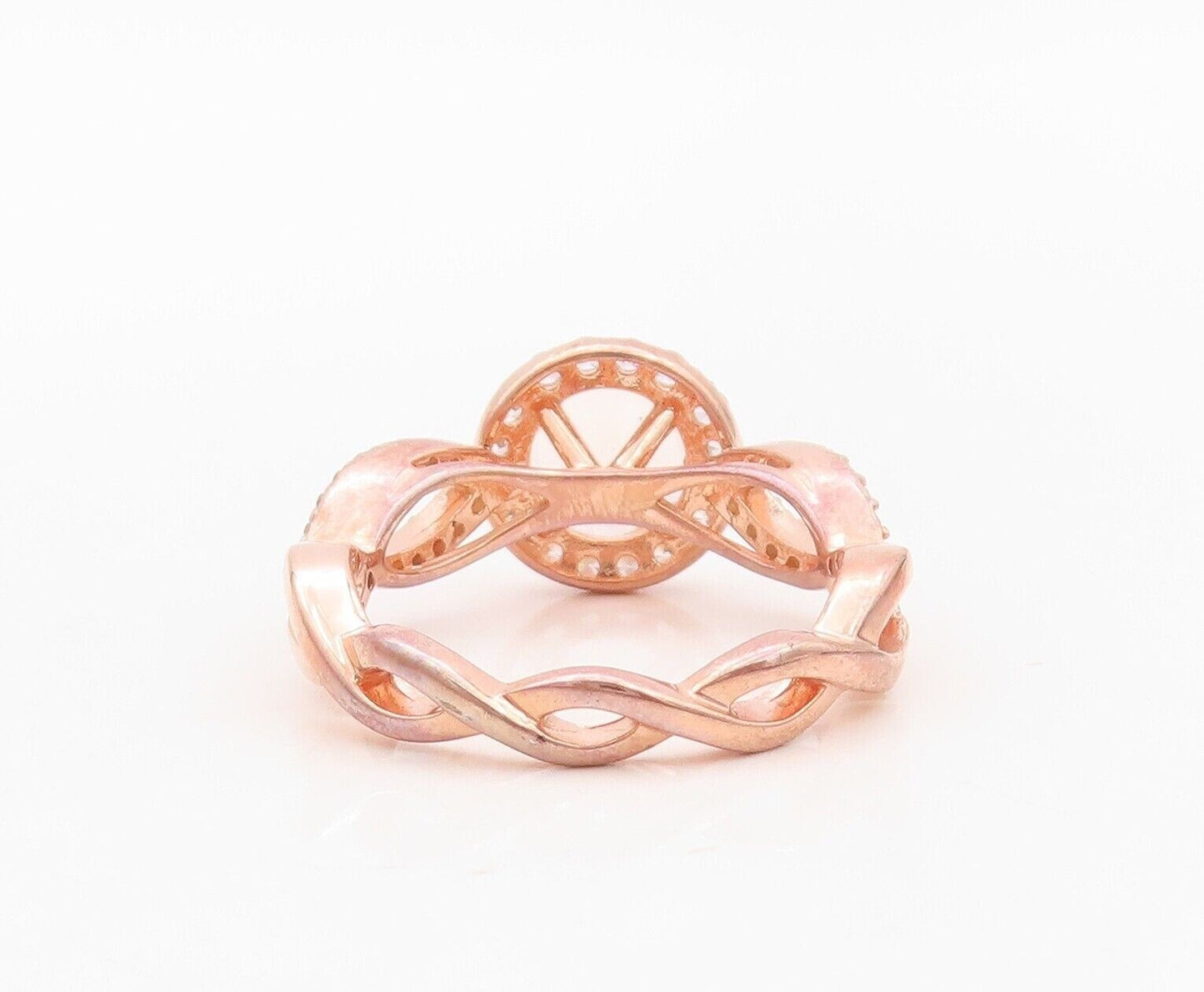 925 Sterling Silver Vintage Ring Rose Gold Plated Morganite & CZ  Sz 7  RG30169