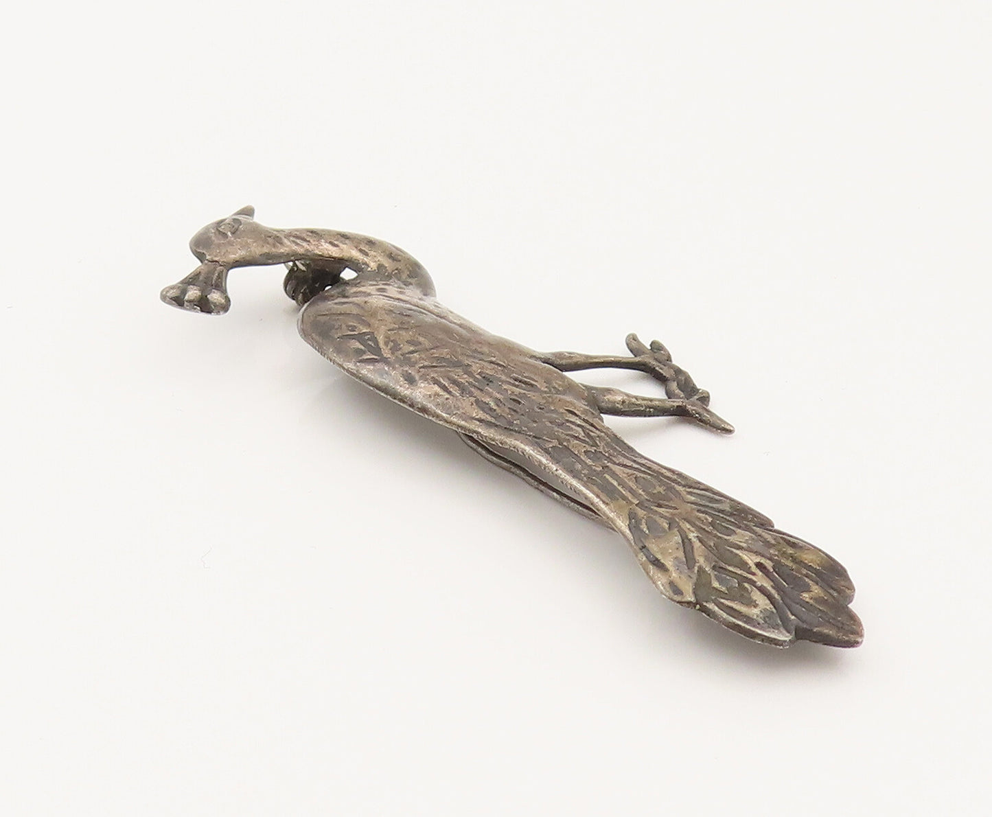 925 Sterling Silver  Vintage Antique Peacock Bird Brooch Pin  BP10209