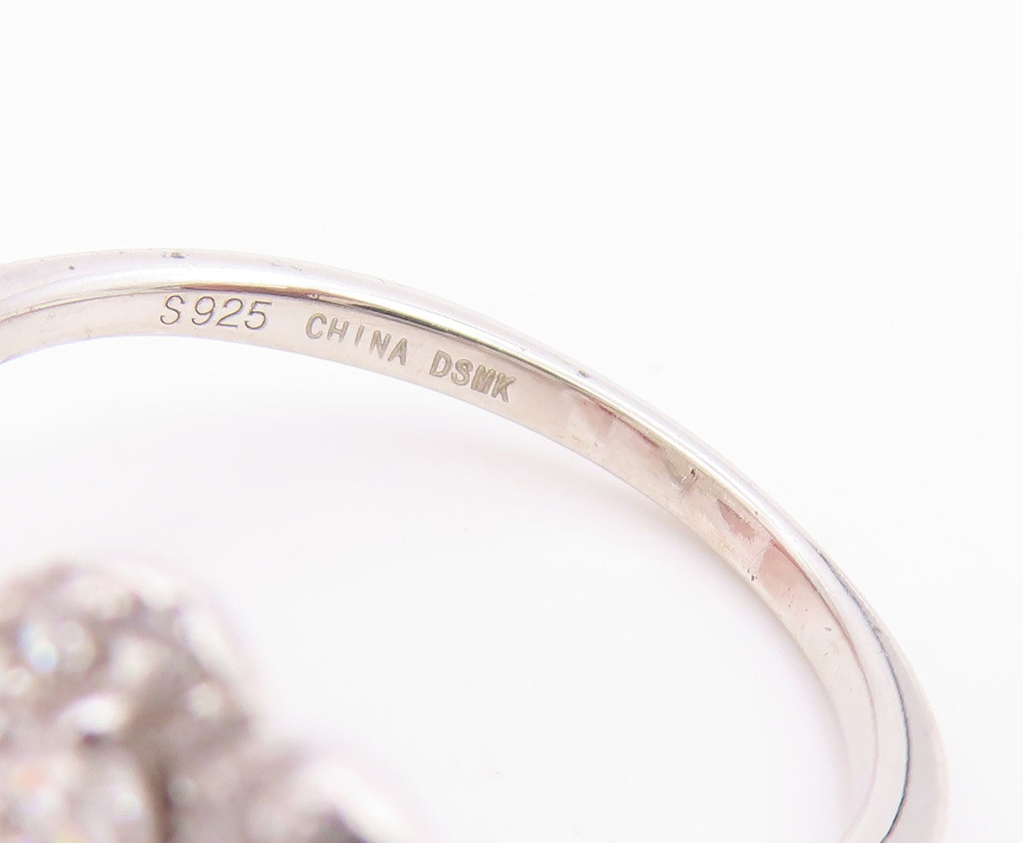 925 Sterling Silver Vintage Ring Elegant CZ Double Flower Band  Sz 8  RG35778