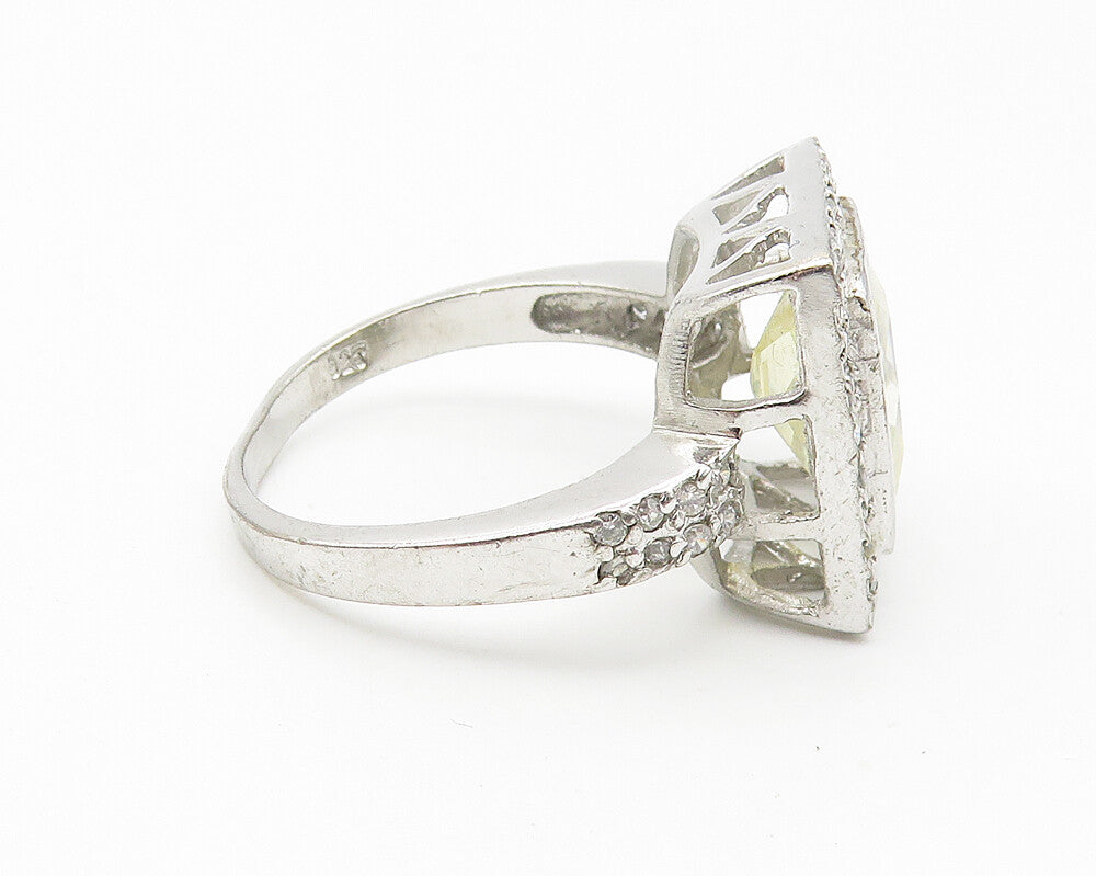 925 Sterling Silver  Shiny Cubic Zirconia Square Cocktail Ring Sz 9  RG10835
