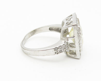 925 Sterling Silver  Shiny Cubic Zirconia Square Cocktail Ring Sz 9  RG10835