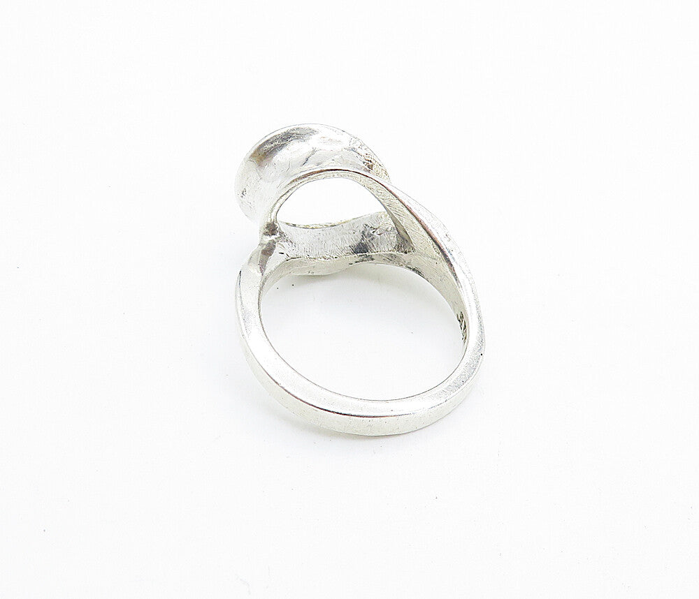 925 Sterling Silver  Vintage Shiny Textured Loop Swirl Band Ring Sz 7.5 RG7479