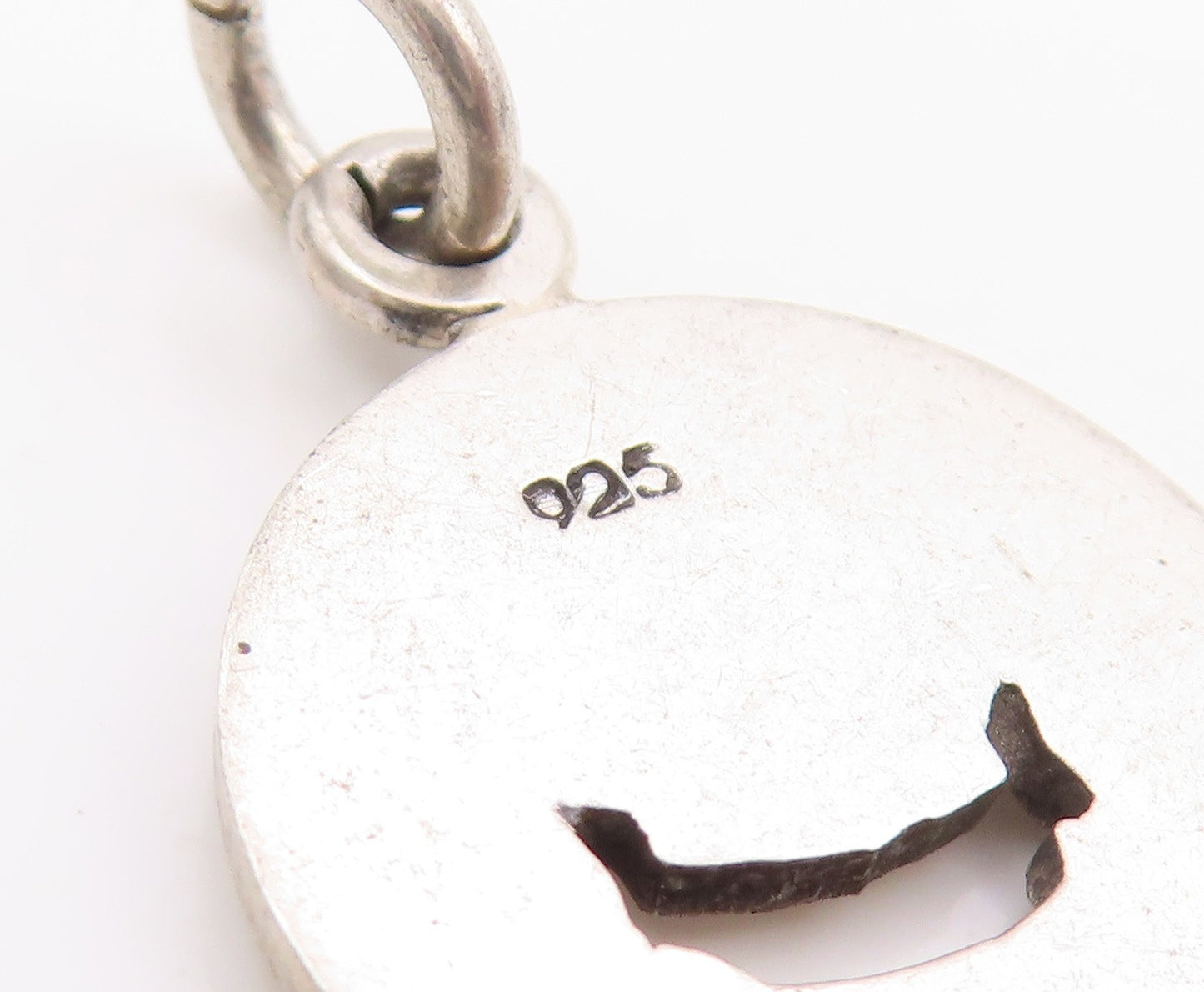 925 Sterling Silver Vintage Pendant Happiness Charm with Cut Out Smiley  PT24888