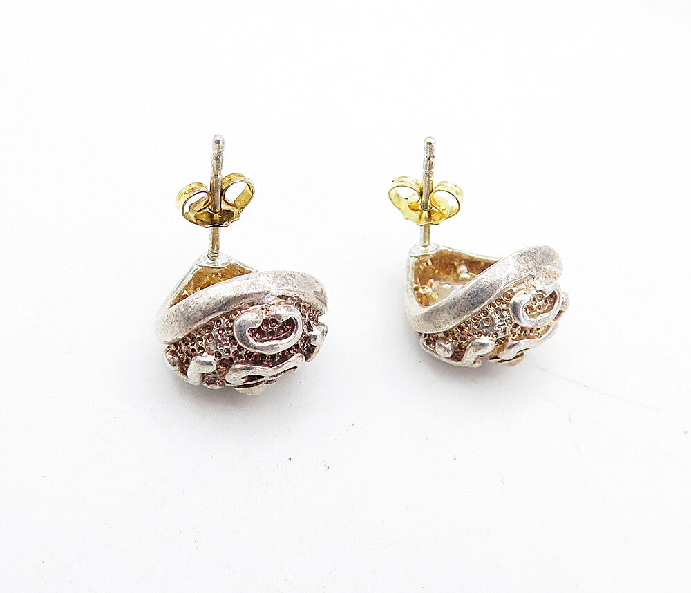925 Sterling Silver Vintage Cubic Zirconia Petite Curve Drop Earrings EG2361