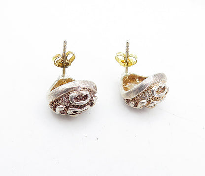 925 Sterling Silver Vintage Cubic Zirconia Petite Curve Drop Earrings EG2361