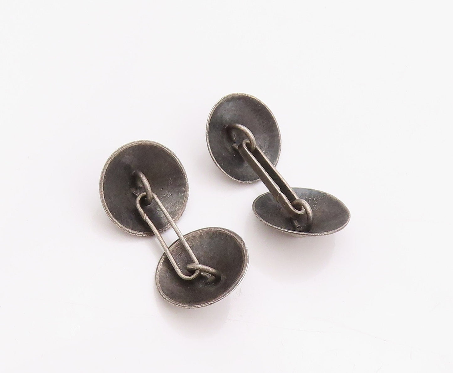 925 Sterling Silver Vintage Cuff Links NORWAY Dark Tone Cone Shape Domes  TR3946