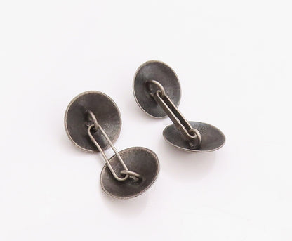 925 Sterling Silver Vintage Cuff Links NORWAY Dark Tone Cone Shape Domes  TR3946