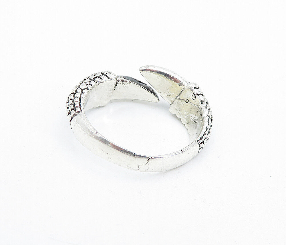 925 Sterling Silver  Vintage Shiny Bird Claw Bypass Band Ring Sz 13  RG5106