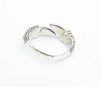 925 Sterling Silver  Vintage Shiny Bird Claw Bypass Band Ring Sz 13  RG5106