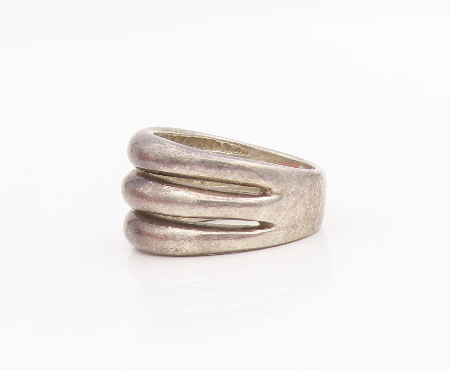 925 Sterling Silver Vintage Ring ESPO SIG Chunky Triple Row Band  Sz 8  RG34164