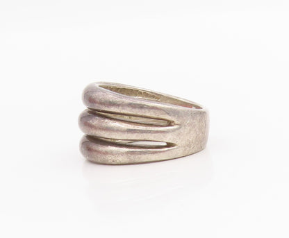 925 Sterling Silver Vintage Ring ESPO SIG Chunky Triple Row Band  Sz 8  RG34164