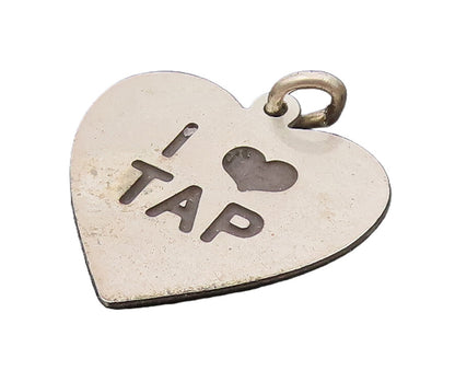 925 Sterling Silver Vintage Mini Love Heart Printed I Love Tap Pendant PT22149