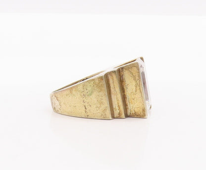 925 Sterling Silver Vintage Ring Solid Rectangle Cut CZ Step Cut  Sz 7  RG28408