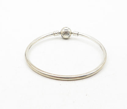 PANDORA 925 Sterling Silver  Vintage Stamped Ball Bead Bangle Bracelet  BT1716