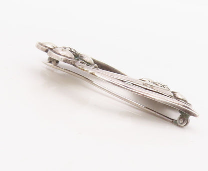925 Sterling Silver Vintage Brooch Pin VIKING CRAFT Antique Floral Cut  BP11203