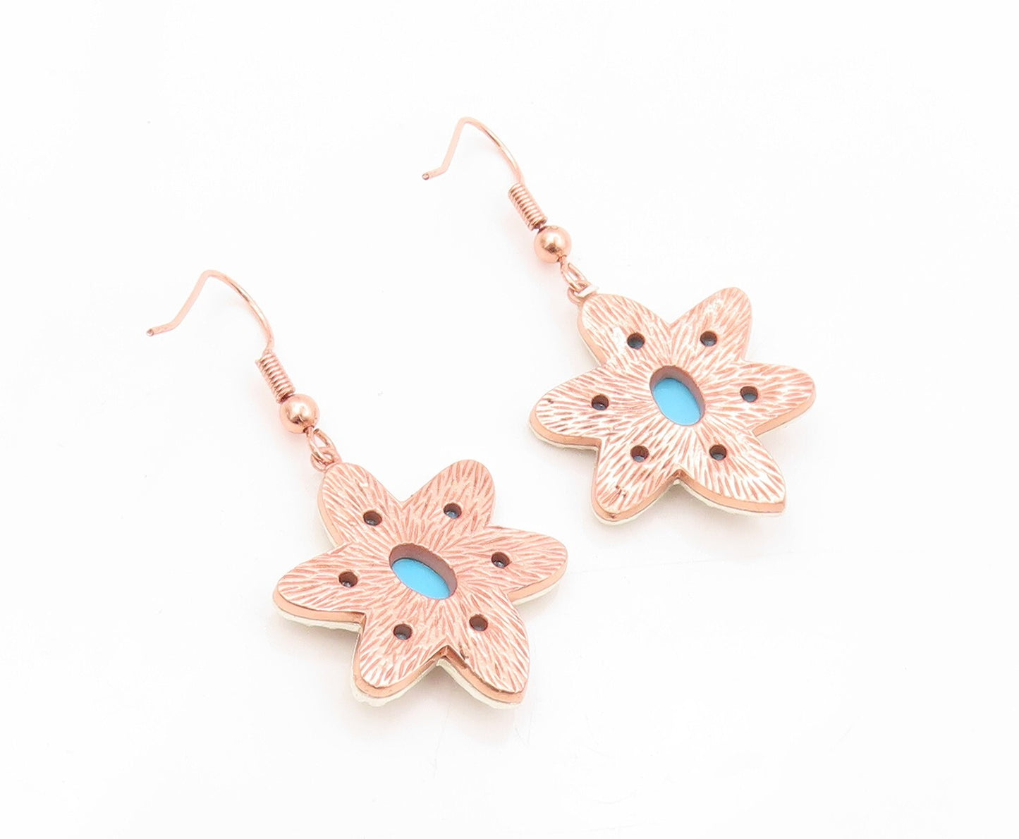 925 Sterling Silver Vintage Earrings Gold Plated Turquoise Cutout Star  EG13386