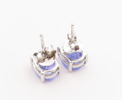 925 Sterling Silver Vintage Earrings Classic Oval Cut Tanzanite Studs  EG14487
