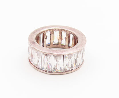 925 Sterling Silver Vintage Ring Baguette Cut CZ Eternity Band  Sz 5  RG36845