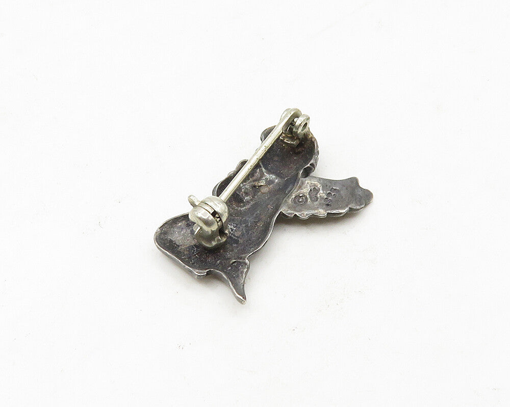 925 Sterling Silver  Vintage Oxidized Praying Baby Angel Brooch Pin  BP7160