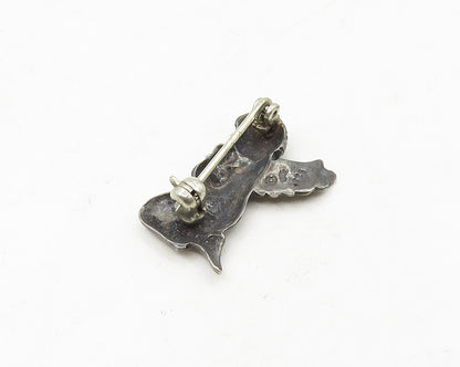 925 Sterling Silver  Vintage Oxidized Praying Baby Angel Brooch Pin  BP7160