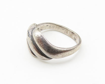 925 Sterling Silver  Vintage Dark Tone Fluted Detail Band Ring Sz 6  RG10317
