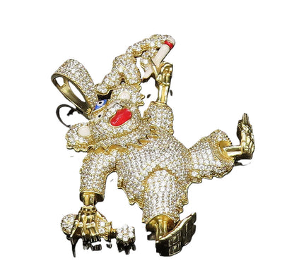 925 Silver  Vintage Gold Plated Sparkly Topaz & Enamel Figure Pendant  PT21463
