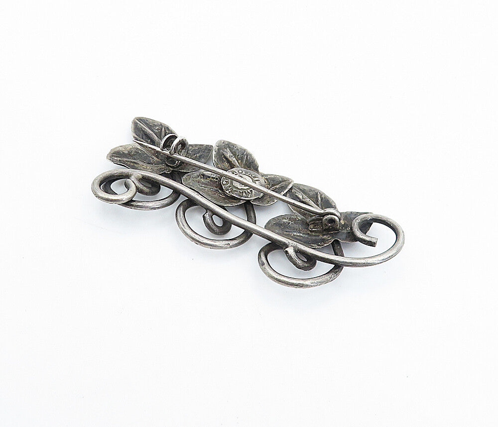 MARICELA TAXCO 925 Silver  Vintage Antique Floral Leaves Brooch Pin  BP1372