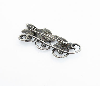 MARICELA TAXCO 925 Silver  Vintage Antique Floral Leaves Brooch Pin  BP1372