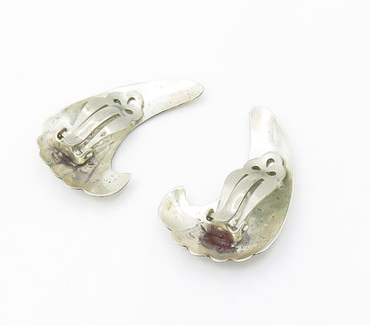 925 Sterling Silver  Vintage Etched Detail Shiny Non Pierce Earrings  EG7743