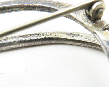 MEXICO 925 Sterling Silver  Vintage Dark Tone Swirl Design Brooch Pin  BP4115