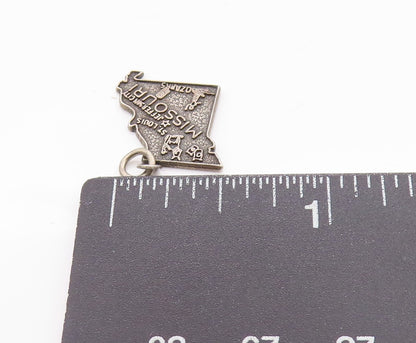925 Sterling Silver Vintage Pendant Antique Dark Tone Missouri Map Charm PT24632