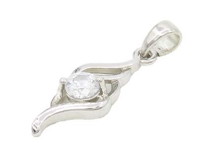 925 Sterling Silver  Sparkling Cubic Zirconia Petite Swirl Pendant  PT13604