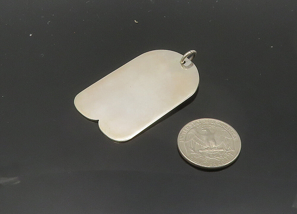 MEXICO 925 Sterling Silver  Vintage Shiny Smooth Dog Tag Pendant  PT16215