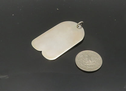 MEXICO 925 Sterling Silver  Vintage Shiny Smooth Dog Tag Pendant  PT16215