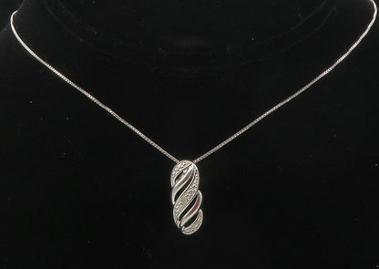 925 Sterling Silver  Shiny Genuine Diamond Swirl Thin Chain Necklace  NE2061