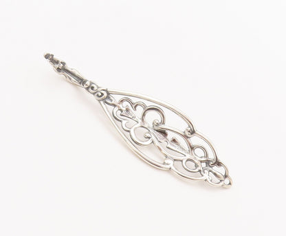 925 Sterling Silver Vintage Pendant CAROLYN POLLACK Drop Swirly Carved  PT22756